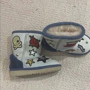 UGG Blue Kids Boots with Colorful Patches